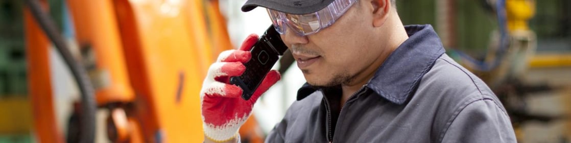 man ordering lubricant products by phone