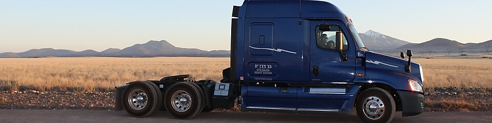 Real Destination truck at dusk